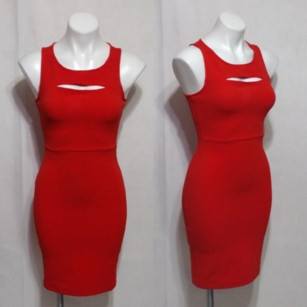 Guess Sleeveless Cutout Textured Bodycon Dress XS Chic Party Night Out